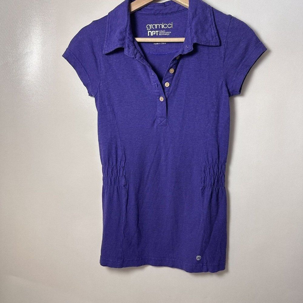 Gramicci Top Womens XS Purple Vneck Short Sleeve Hemp Organic Outdoors Gorp